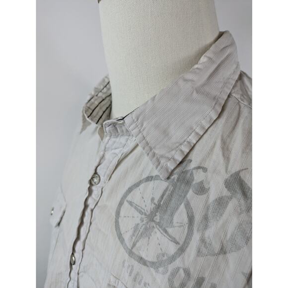 Guess Men's XL Button Down Shirt Graphic Pocket Y2K Western Graphic Pearl Snap - Picture 5 of 16